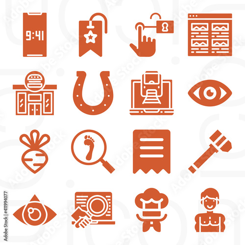 16 pack of lid  filled web icons set