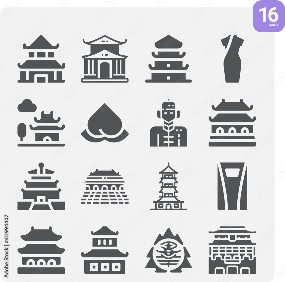 Simple set of shanghai related filled icons. Simple set of shanghai related filled icons.