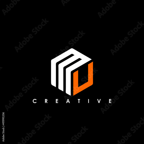 MU Letter Initial Logo Design Template Vector Illustration