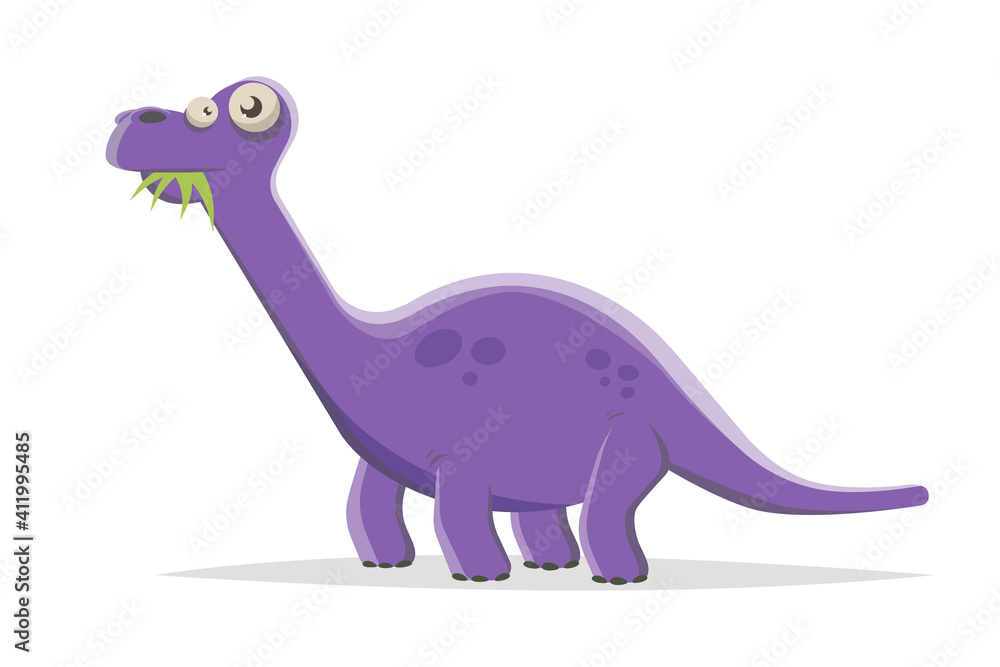 funny purple cartoon dinosaur eating plants Stock Vector | Adobe Stock