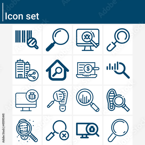 Simple set of searcher related lineal icons.