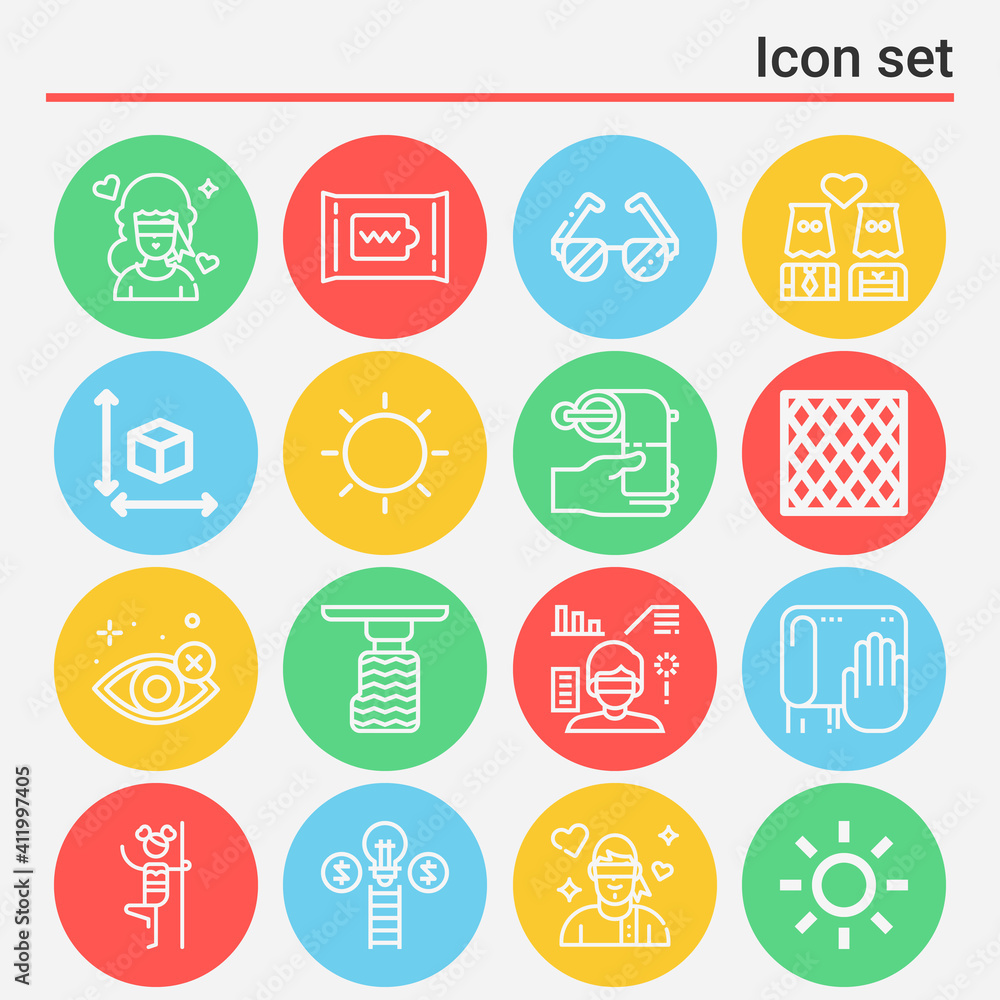 16 pack of dim  lineal web icons set