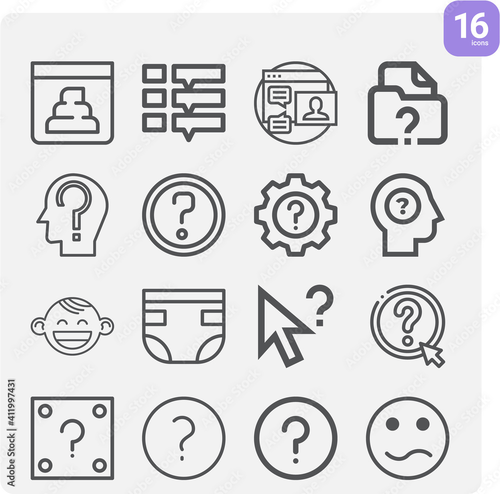 Simple set of contemplate related lineal icons.