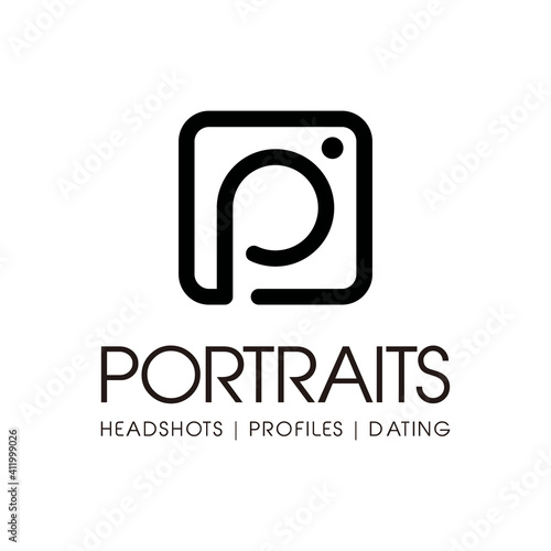 Initial P letter for photography logo design vector template