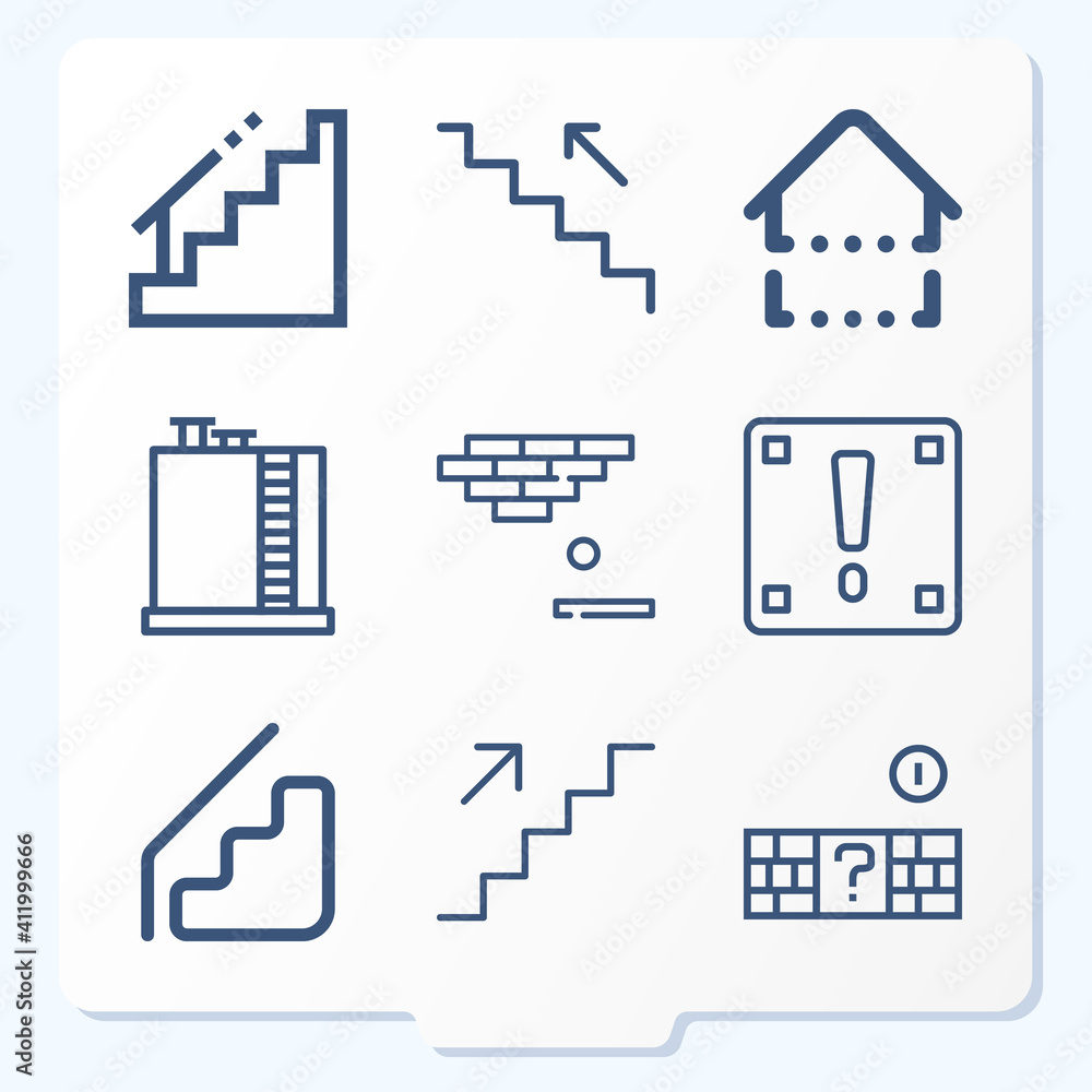 Simple set of 9 icons related to tiles Simple set of 9 icons related to tiles