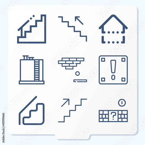 Simple set of 9 icons related to tiles