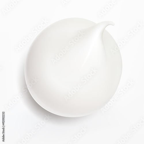 White cream, realistic vector illustration. 