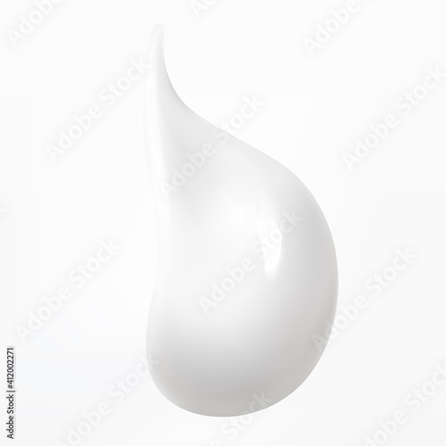 White cream, realistic vector illustration. 