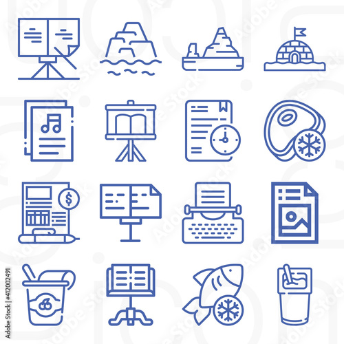 16 pack of glacial  lineal web icons set