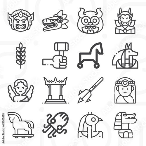 16 pack of anomaly  lineal web icons set