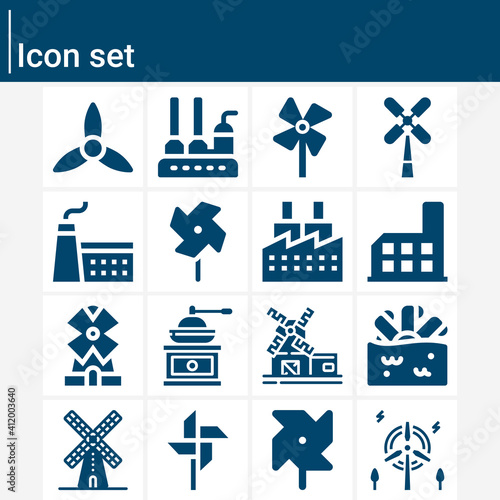 Simple set of assembly line related filled icons.