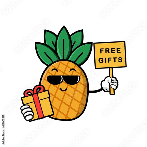 cute pineapple cartoon mascot character