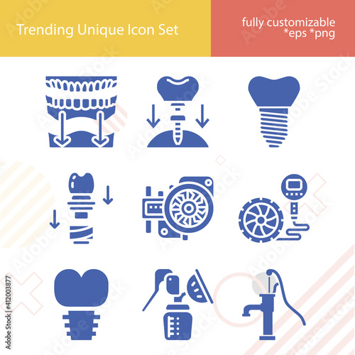 Simple set of heart valve related filled icons.