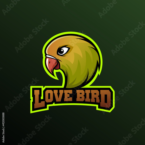 Love Bird With Text Mascot Logo - Animals Mascot Esports Logo Vector Illustration Design Concept.