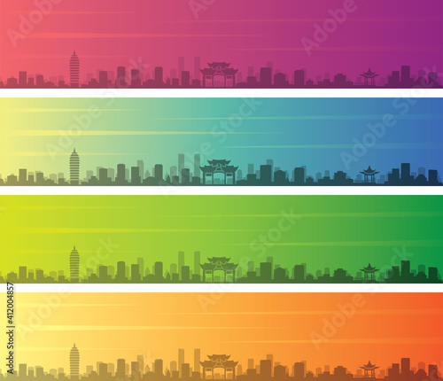 Kunming Multiple Color Gradient Skyline Banner