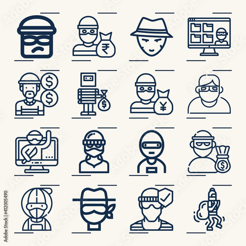Simple set of stealing related lineal icons.