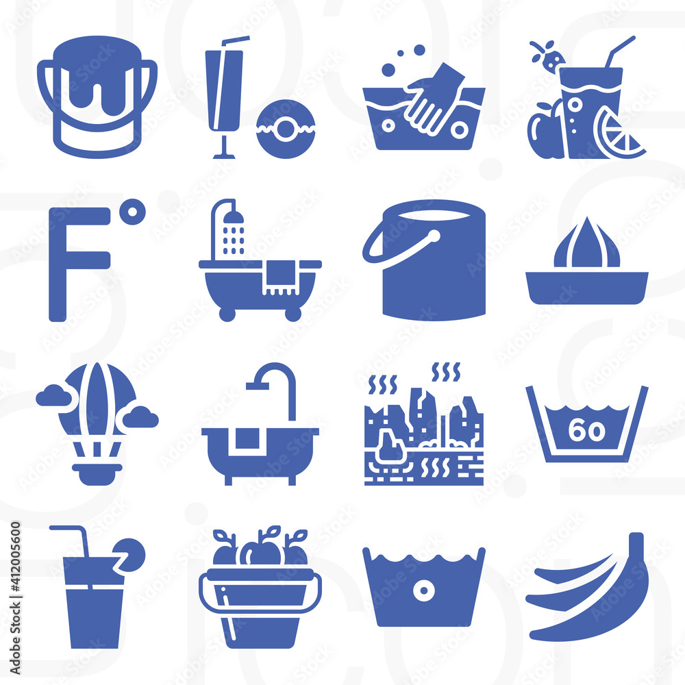 16 pack of tub filled web icons set 16 pack of tub filled web icons set