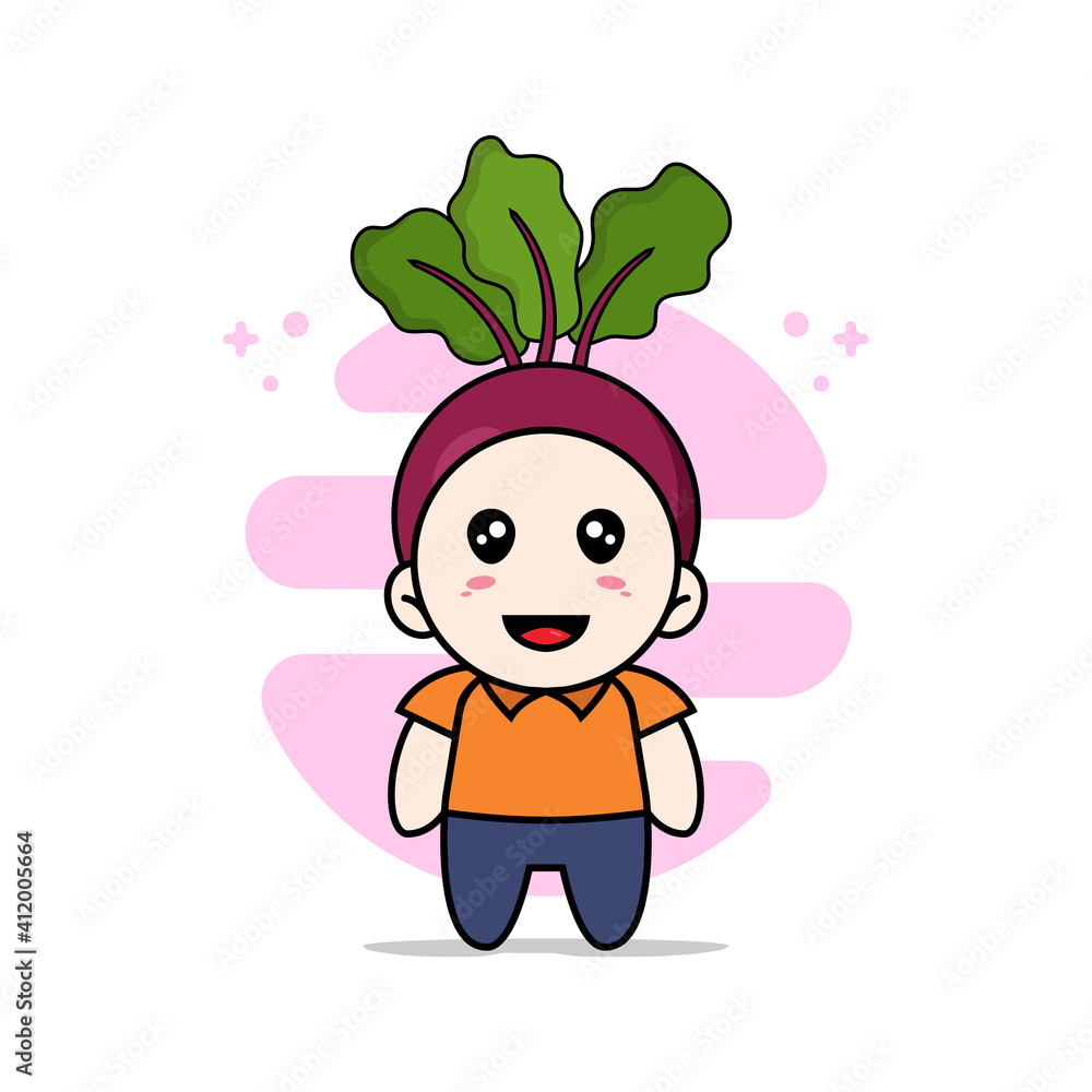 Cute courier character wearing onion costume Cute courier character wearing onion costume