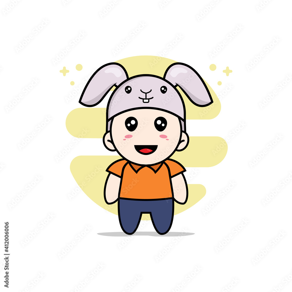 Cute courier character wearing rabbit costume. Cute courier character wearing rabbit costume.