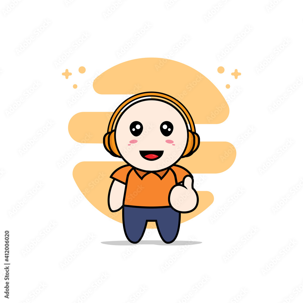 Cute courier characters using headphones. Cute courier characters using headphones.