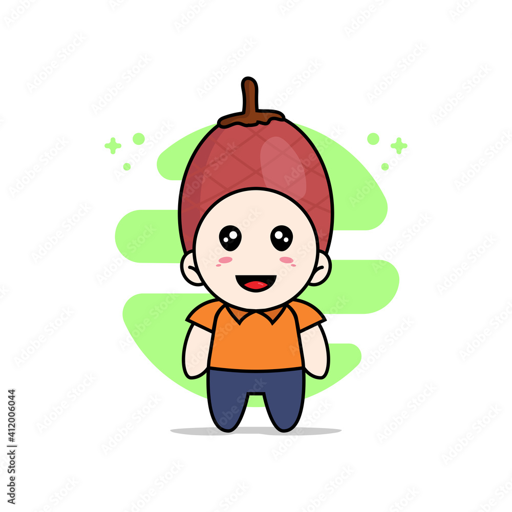 Cute courier character wearing ita palm costume. Cute courier character wearing ita palm costume.