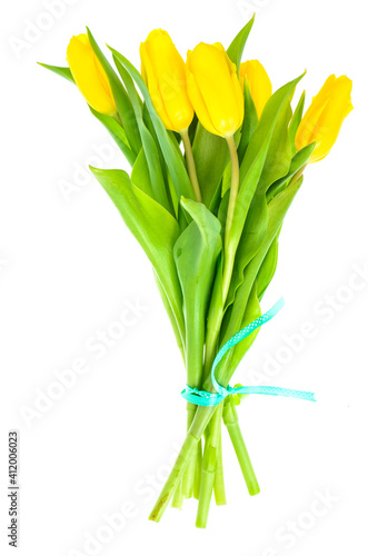 Bouquet of fresh yellow tulips