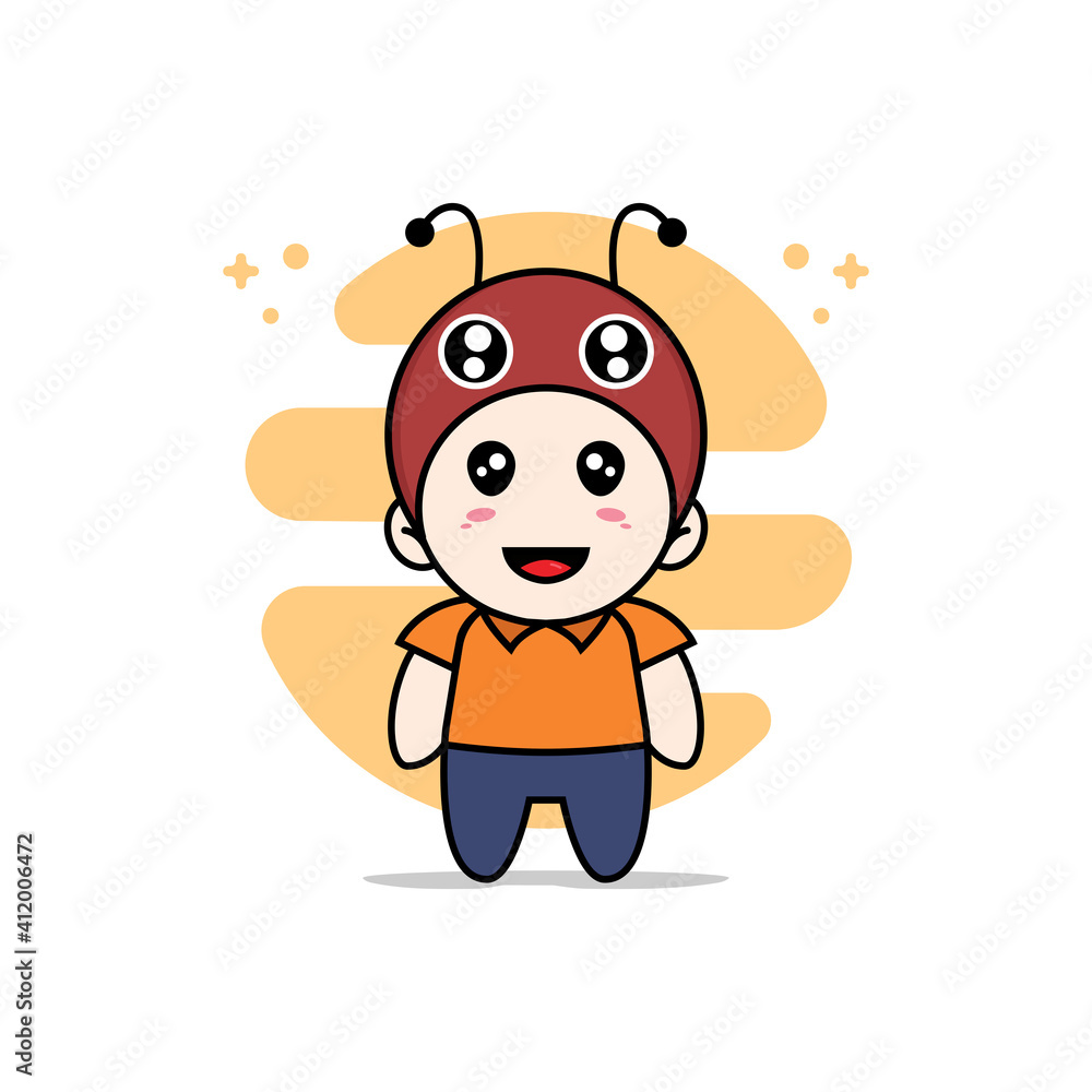 Obraz premium Cute courier character wearing dragonfly costume.