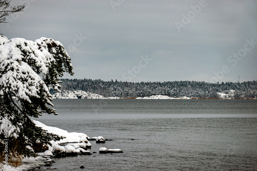 Photography frozen lake in winter, nacka,sverige,sweden, stockholm