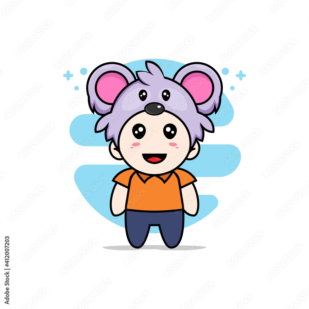 Cute courier character wearing koala costume. Cute courier character wearing koala costume.