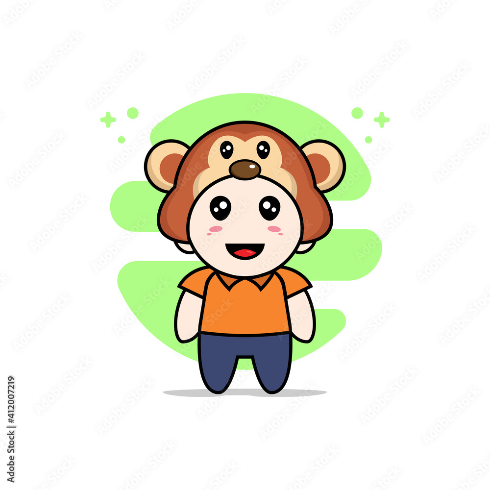 Cute courier character wearing monkey costume. Cute courier character wearing monkey costume.