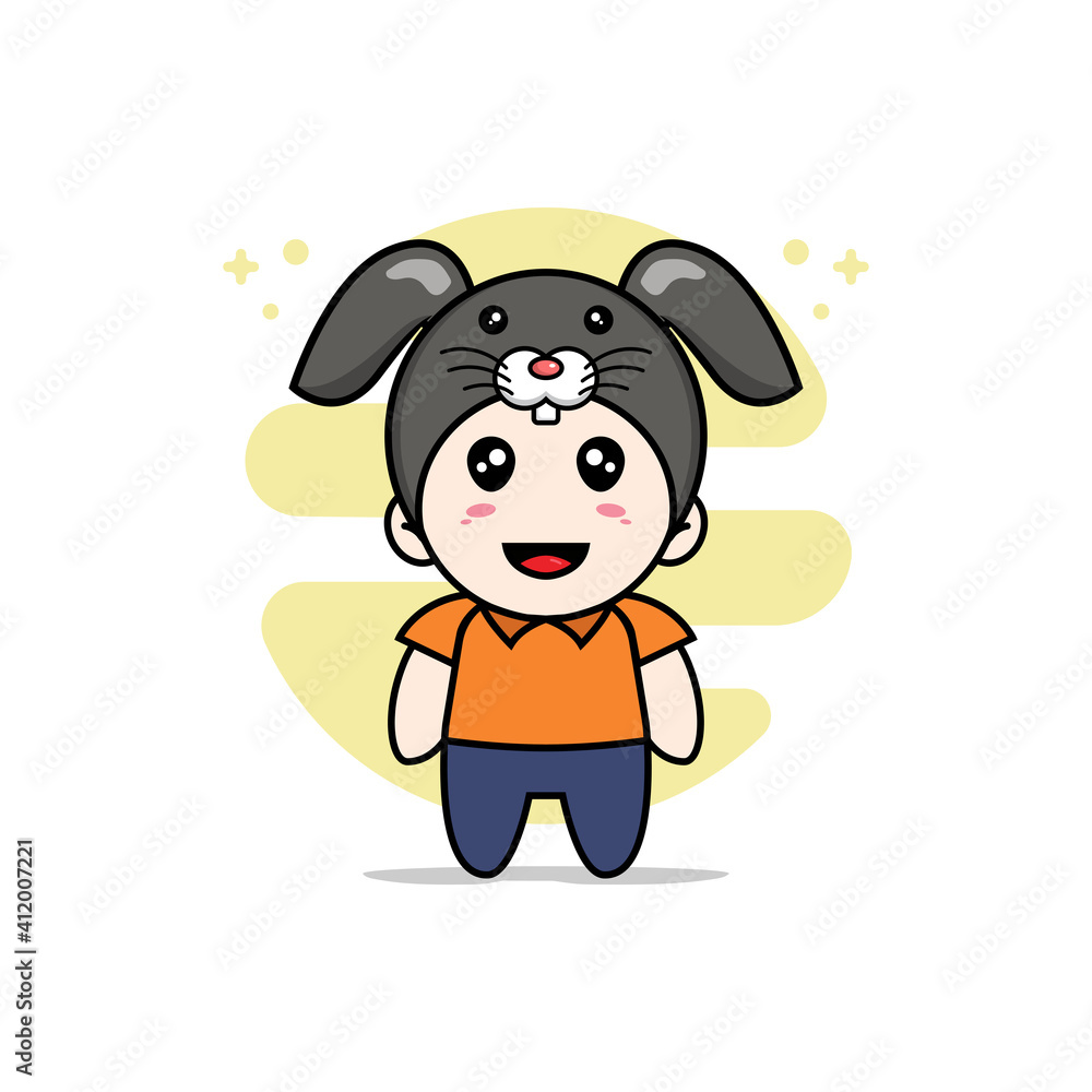 Cute courier character wearing rabbit costume.
