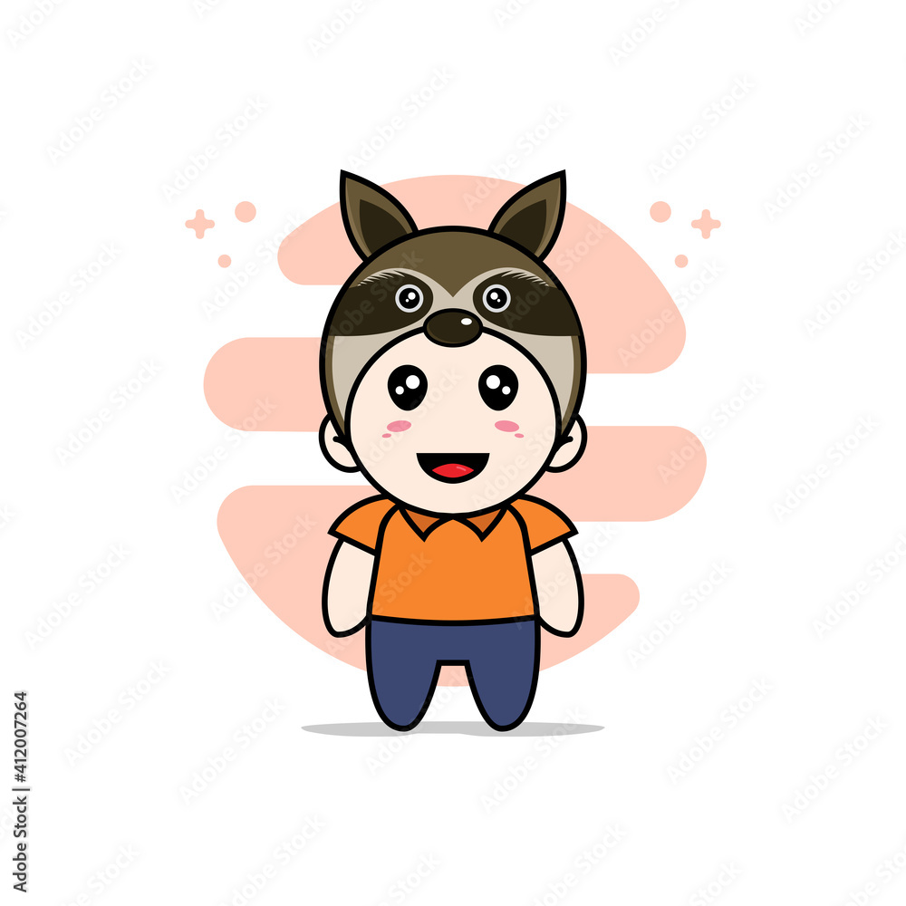 Cute courier character wearing fox costume. Cute courier character wearing fox costume.