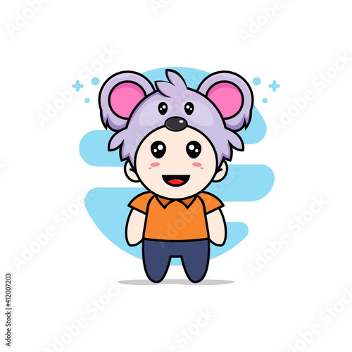 Cute courier character wearing koala costume.