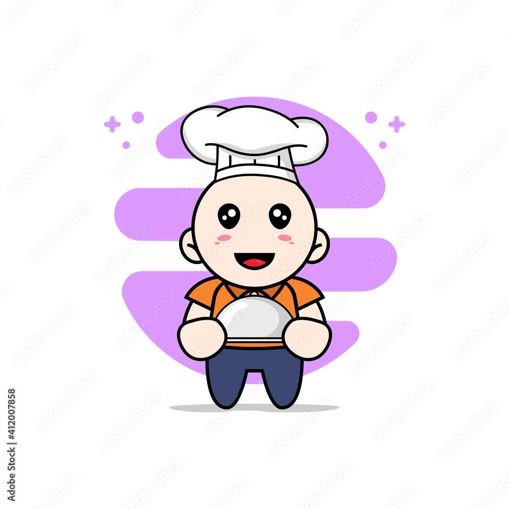Cute courier character wearing chef costume. Cute courier character wearing chef costume.