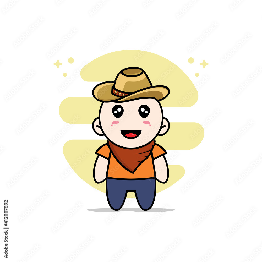 Cute courier character wearing cowboy costume. Cute courier character wearing cowboy costume.