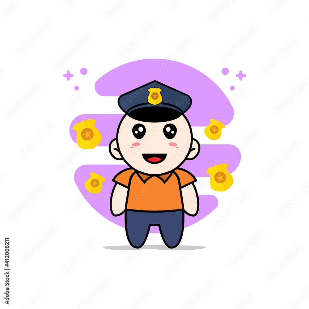 Fototapeta premium Cute courier character wearing police costume.