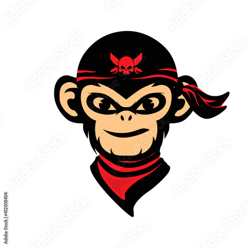 monkey pirate crew mascot illustration and logo design