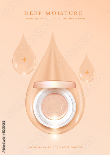 Moisturizing Makeup powder cushion poster template illustration.