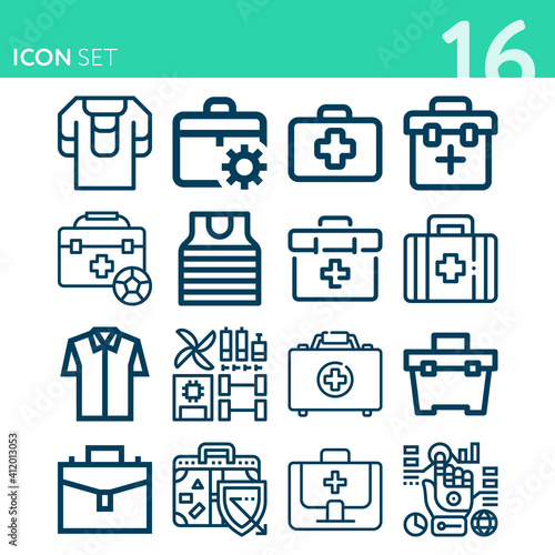 Simple set of 16 icons related to socks