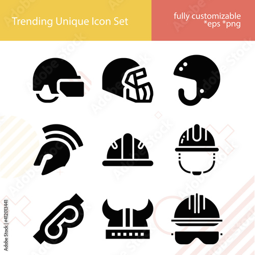 Simple set of plate armor related filled icons.