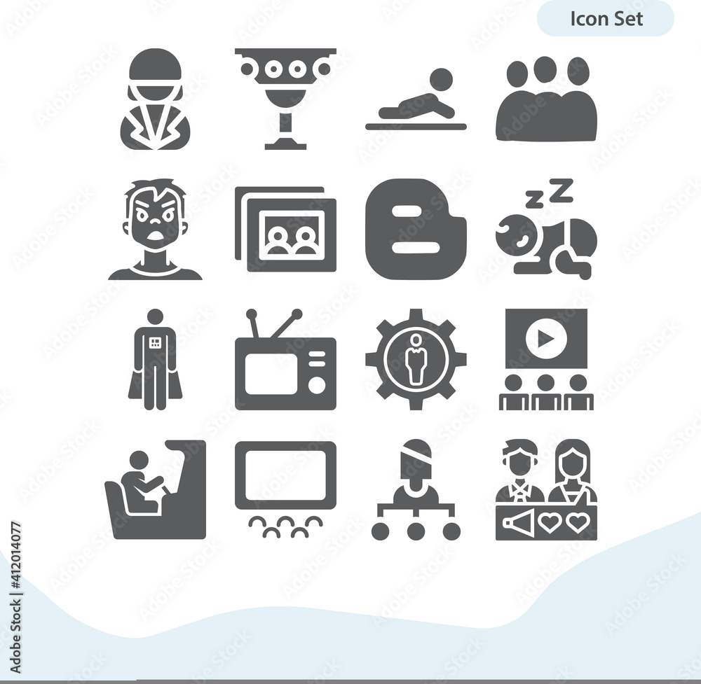 Simple set of multitude related filled icons. Simple set of multitude related filled icons.