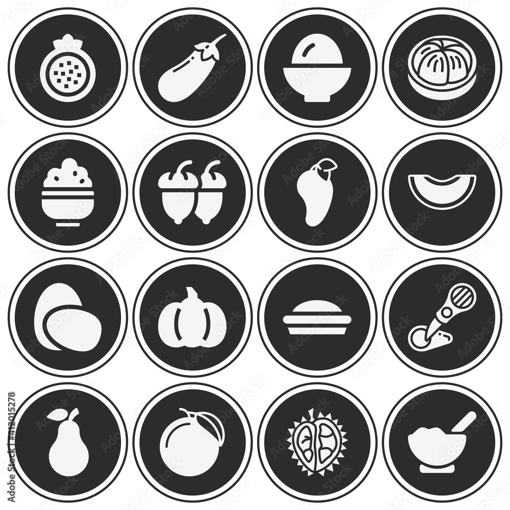 16 pack of seeds  filled web icons set