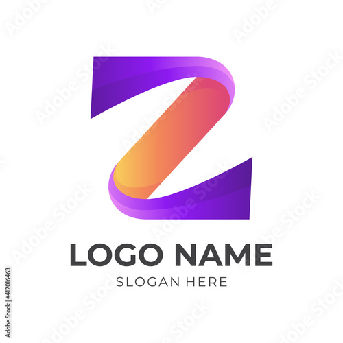 Free Download letter Z design with 3d orange and purple color style - GFXLoad