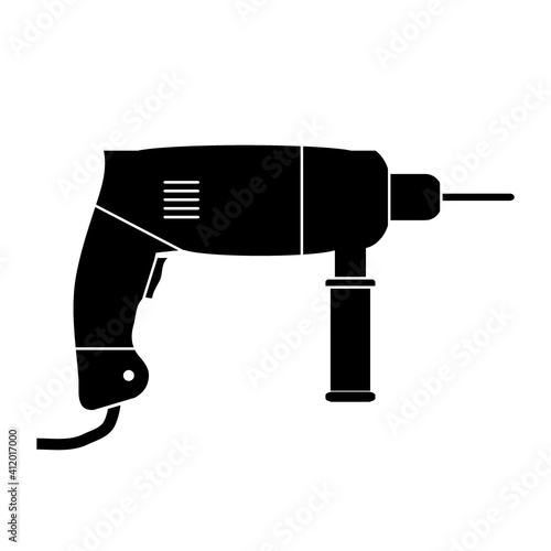 Hammer drill icon on white.