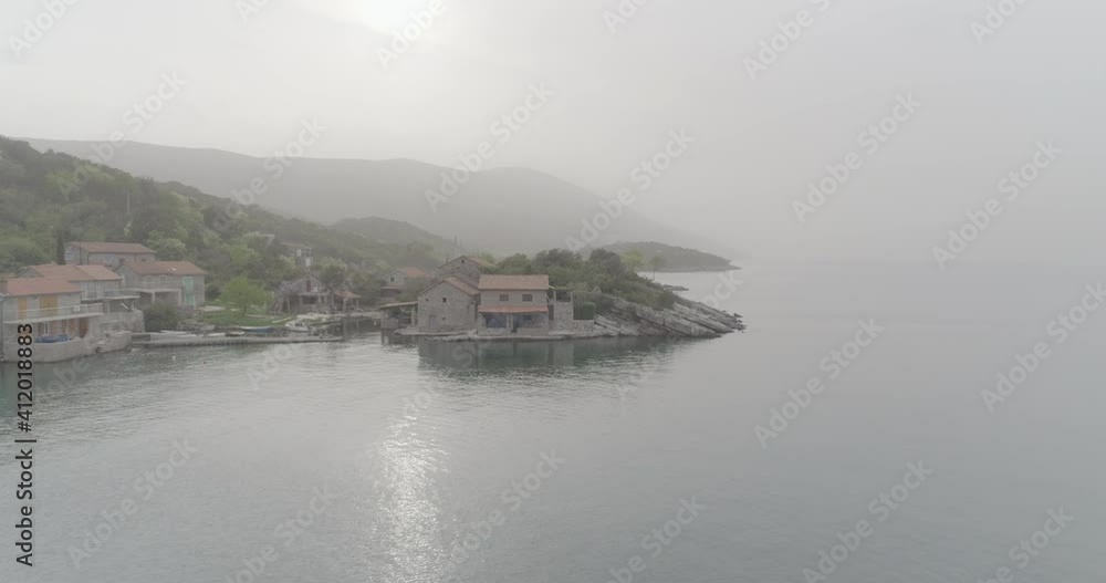Little fishing village in Montenegro. Drone flight with LOG profile. Little fishing village in Montenegro. Drone flight with LOG profile.
