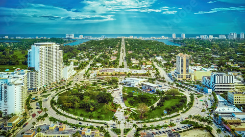 Aerial View of Arts Park at Young Circle in Hollywood, Florida
