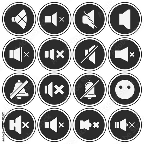 16 pack of mute  filled web icons set