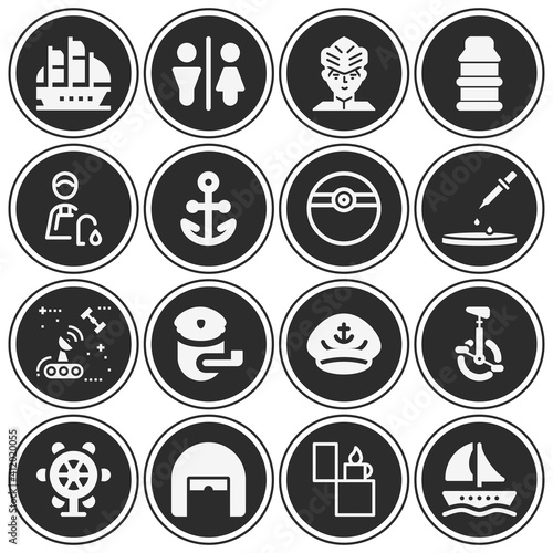 16 pack of boat  filled web icons set