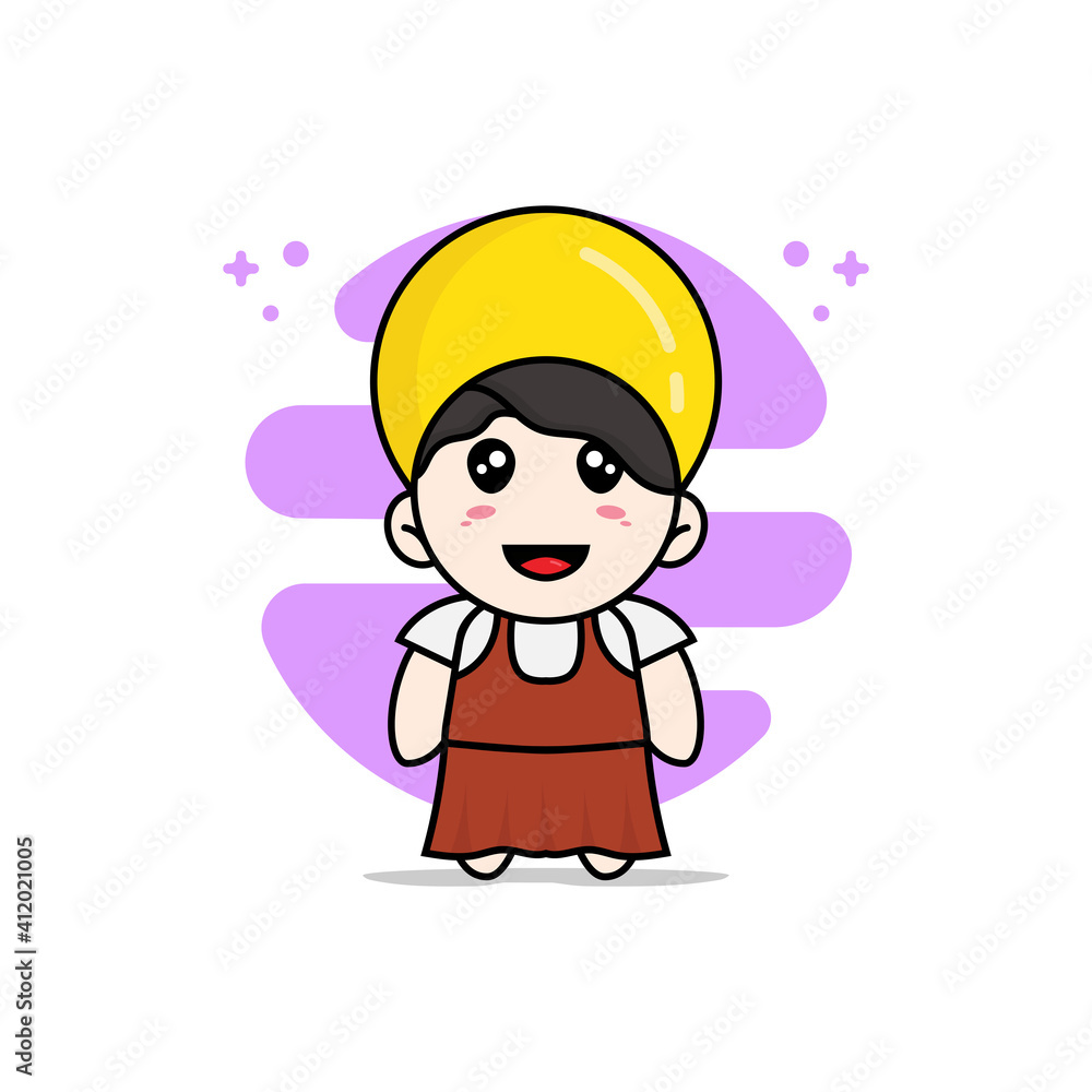 Cute girl character wearing lemon costume. Cute girl character wearing lemon costume.