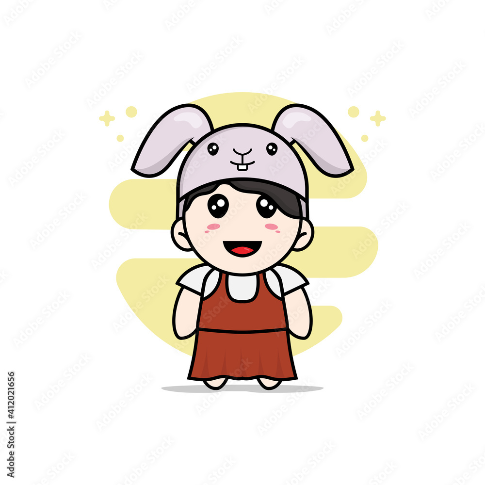 Cute girl character wearing rabbit costume. Cute girl character wearing rabbit costume.
